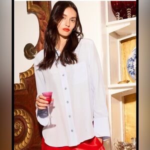 Equipment baby blue  Button-Down Silk Shirt small